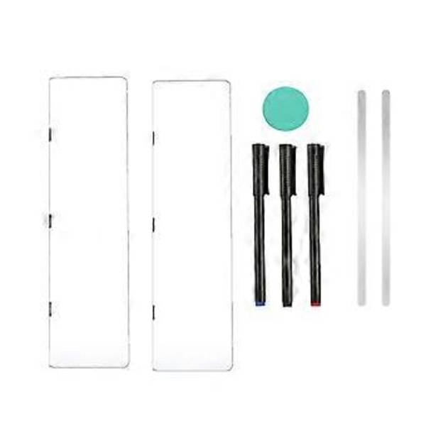 2-pack Monitor Memo Whiteboard, Magnetisk Sticky Note-hållare Whiteboard för Dator med Självhäftande Metallremsor