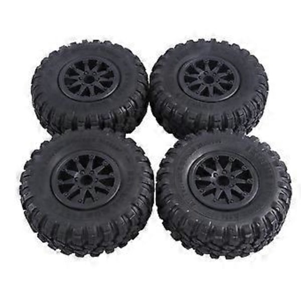 4 st 118X44mm 2,2 tums gummidäck & Beadlock-fälgar i plast för 1:10 RC Rock Crawler Axial SCX10 RR10 RC-bil, Svart