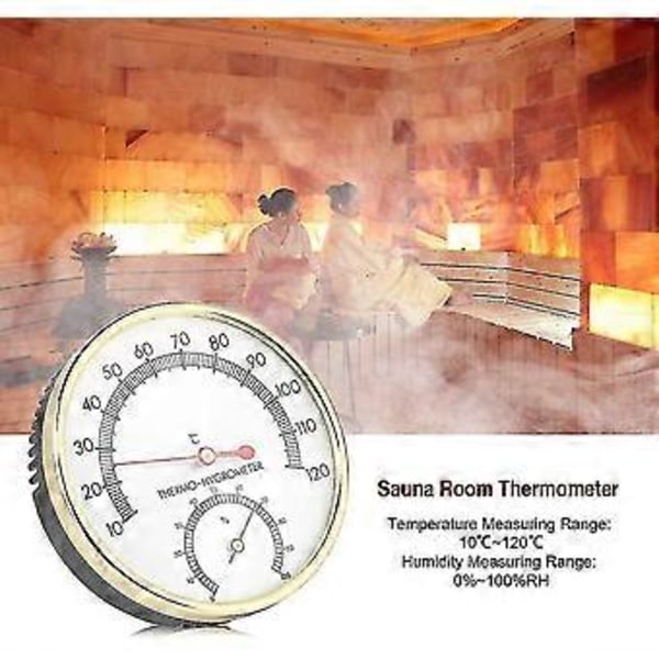 Indendørs Termo-hygrometer, Metal Ur Fugtighedsmåler Indikator Sauna Rum Temperatur Fugtighedsmonitor Vejr Termometre (1 stk, Guld)