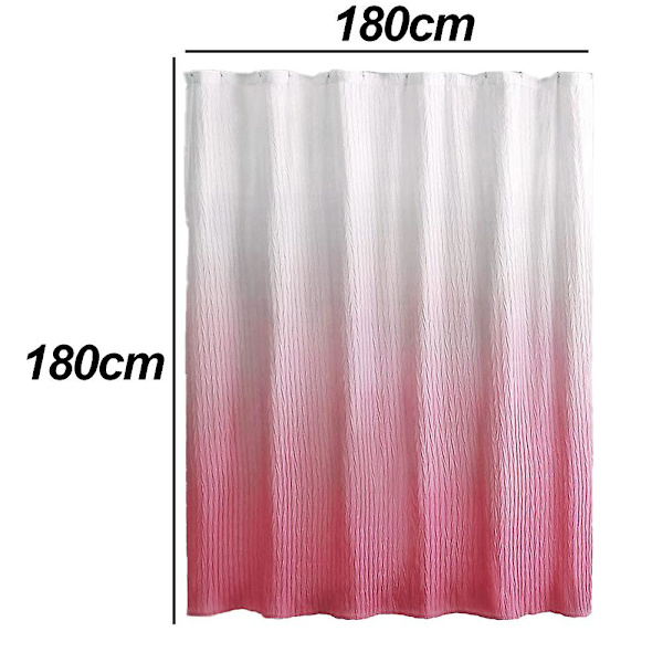 Gradvist ensfarvet plisseret bruseforhæng Polyester Suit Printing Vandtæt bruseforhæng Pink 180*180cm