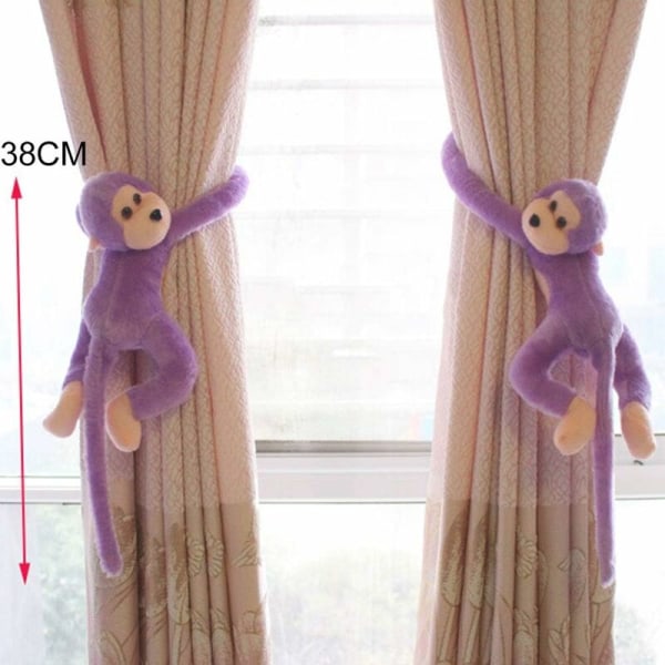 Monkey Pattern Nursery Curtain Krokar - 2 Pack - Lila