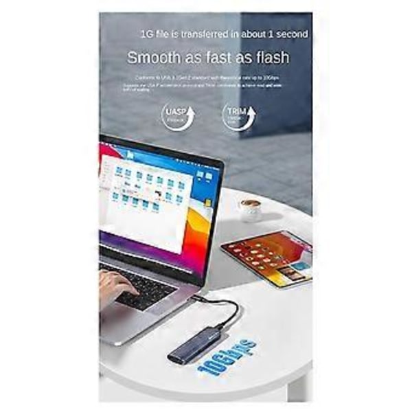 M2 SSD-kabinett M.2 NVMe SATA SSD-kapslingsadapter 10 Gbps Typ-C Externt kabinett Max 8T Hårddiskkabinett