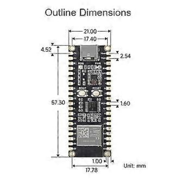 ESP32-C6-Pico-M Utvecklingskort WiFi 6 Mikrokontroller ESP32-C6-MINI-1 Modul Stöd för ESP-IDF