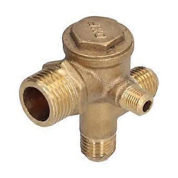 Luftkompressor Ventil Ersättningskomponenter Mässing 4-vägs Dubbelrör Backventil Tillbehör 10x14x14x20.5mm / 0.4x0.55x0.55x0.8in
