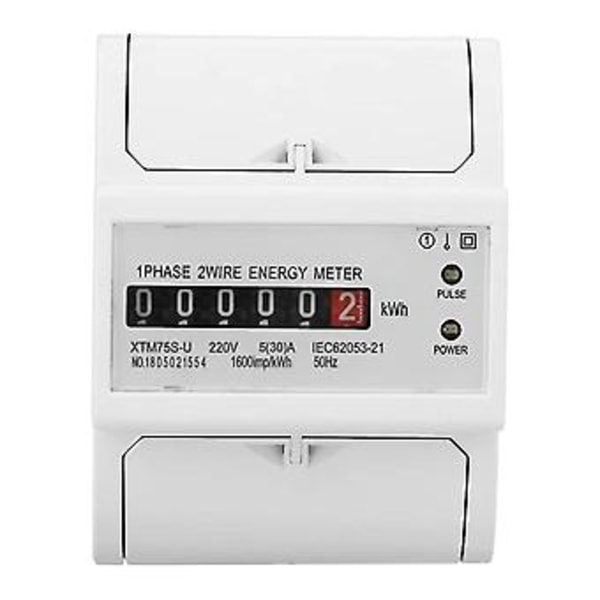 220V DIN-skena Elmätare, Digital 1-fas Elmätare 2-tråds 4p, Xtm75s-u Elmätare Kwh
