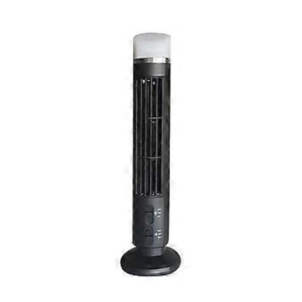Bærbar Luftkøler Ventilator, Strømlinet Tårnventilator med LED, Kraftig Vind, Pladsbesparende, Bladløst Design, USB Interface Sort