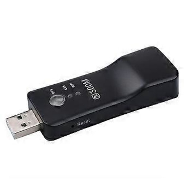 Trådlös TV Wifi Adapter 300Mbps Universellt Nätverkskort RJ-45 Wi-fi WPS Repeater AP-läge för TV Bil Headset