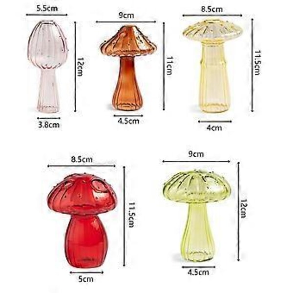 Svamp Glasplanteringskärl, Set med 5 Färgade Växtförökningsstationer, Mini Terrarium för Växter, Unik Liten Glasvas