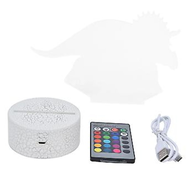 RGB Dinosaurformet Natlampe 16 Farver 4 Tilstande Dæmpbar Bordlampe Gave med Touch Fjernbetjening