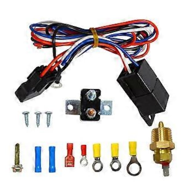 3/8 tommer Elektrisk Køleventilator Ledningsnet Kit 185 Til 175 Fra Vandtæt Relæ Temperaturkontakt Sensor 12V 40A