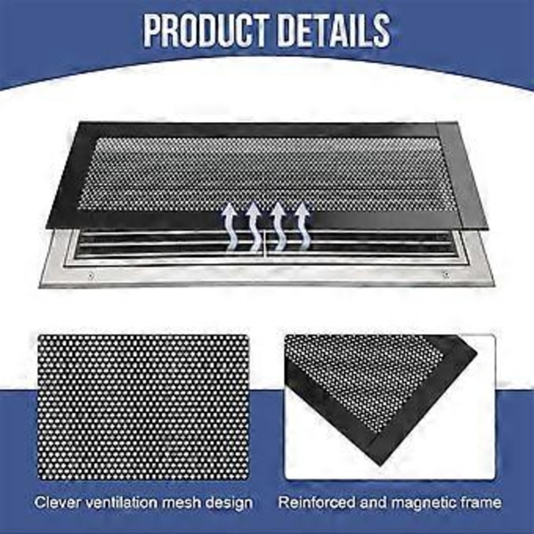 4 st Magnetiska Golvventilationsskydd 4x10 Tum Luftventilationsnät PVC för Vägg Tak Golv Fångar Upp Skräp
