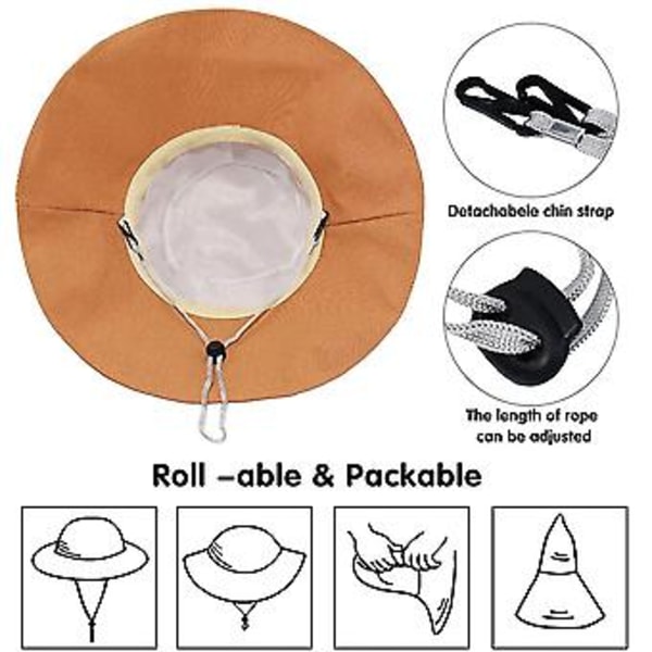 Breda Solhattar för Kvinnor Dubbelsidiga Bucket Hats Hopfällbar Solskärm för Kvinnor