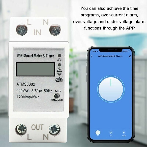 Tuya WiFi Smart El-måler Smart Energimåler Timer Mobiltelefon APP Fjernbetjening