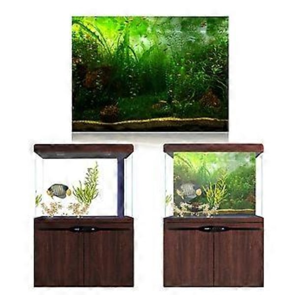 Vatten Gräs Stil Akvarium Fisk Tank Bakgrund Poster PVC Självhäftande Dekor Papper (122*46cm)