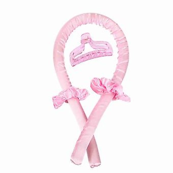 Krøllebånd Klips Sæt Varmefrit Gummi Fiksering Krølle Hår Styling Værktøj til Sovende Pink