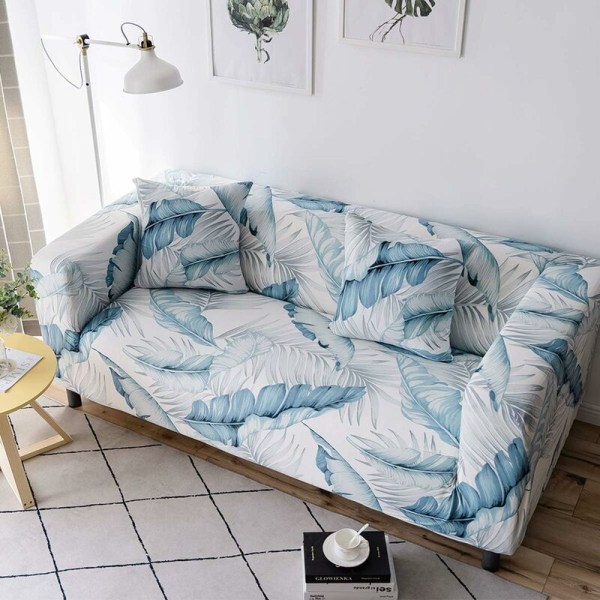 Sovhjulstretchsofföverdrag elastiskt tyg blomfågelmönster stol loveseat soffa settee sofföverdrag 1-delad husdjursskydd (bananblad, 1
