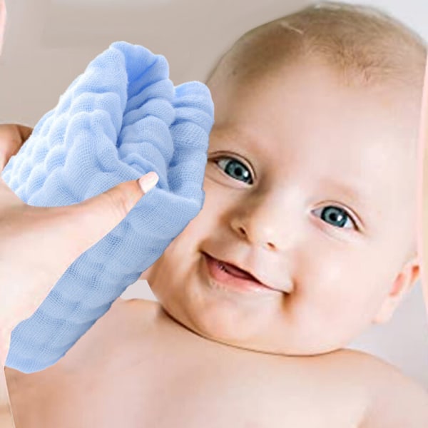 Harjattu yksivärinen 3030baby neliöpyyhe lasten nenäliina vauvan kasvopyyhe sininen