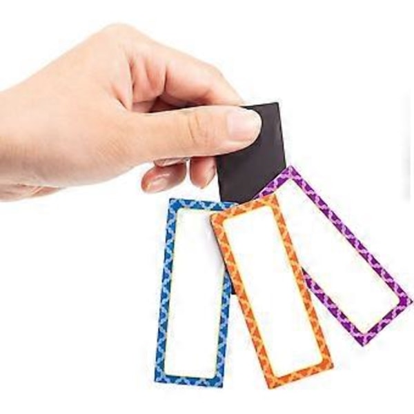 40 stk. Magnetiske tavleetiketter 7,6 x 3 cm Navneskiltetiketter Skrivbare fleksible magnetiske navnelapper Klistremerker og etiketter for tavler og kjøleskap