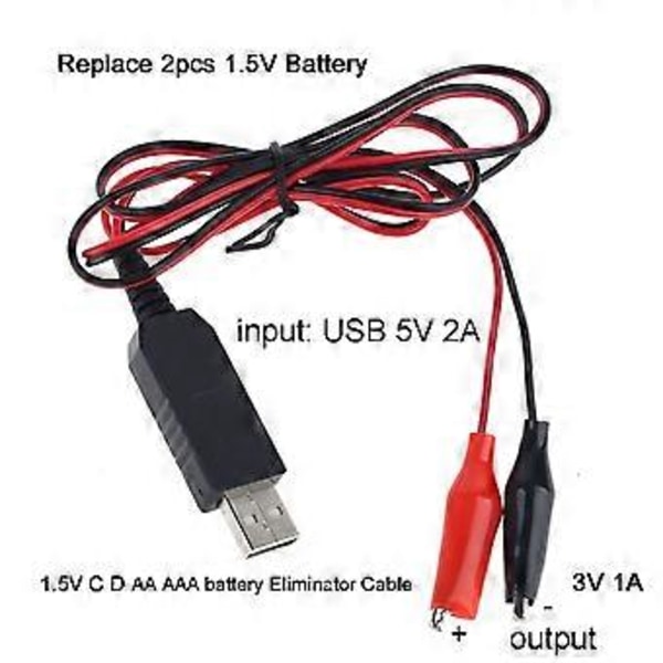 2m AA AAA Pariston Eliminointi Virtalähde Adapterikaapeli Korvaa 2x C D AA AAA 1.5V Paristo Radiolle Lelulle LED-Kameralle