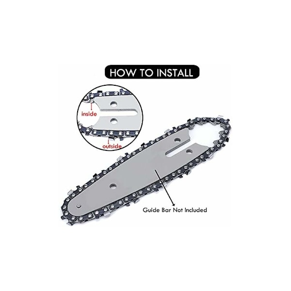 2 x 4 tommer kæder til mini genopladelig bærbar motorsav, 1/4\" pitch, 0,043\"/1,1 mm tykkelse, kædenummer 28DL, nyttig skærelængde 10 cm, til Wo