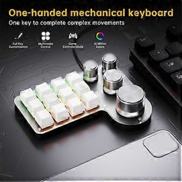Mini Brugerdefineret Tastatur 12 Taster 4 Knapper RGB BT Mekanisk Tastatur Hotswap Programmering Makro Gaming Keypad Sort