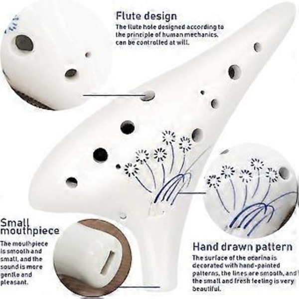 Ocarina 12 Hull Alto C Keramisk Ocarina Ocarinaer Perfekt Instrument For Nybegynnere, Profesjonelle