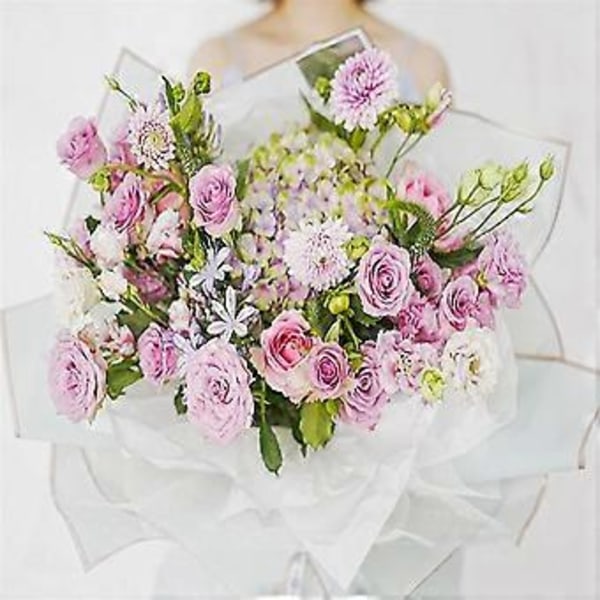 20 Ark Blomomslagspapper med 10st Gratulationskort, Bukettomslagspapper, Blomsterförpackningspapper, Rosa