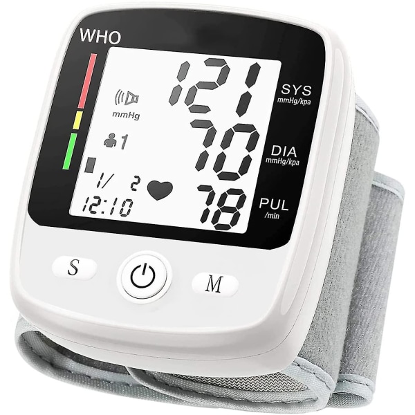 Håndledsblodtryksmåler, automatisk digital blodtryksmanchet med usb-opladning