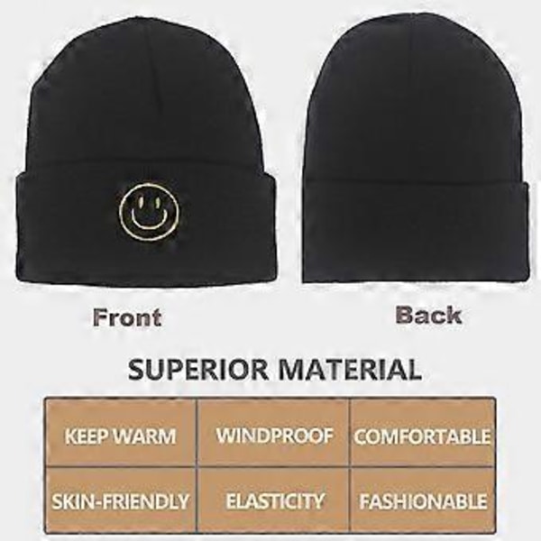 Unisex Slouchy Mössor Vinter Varm Stickad Mössa för Kvinnor Män svart -shznv