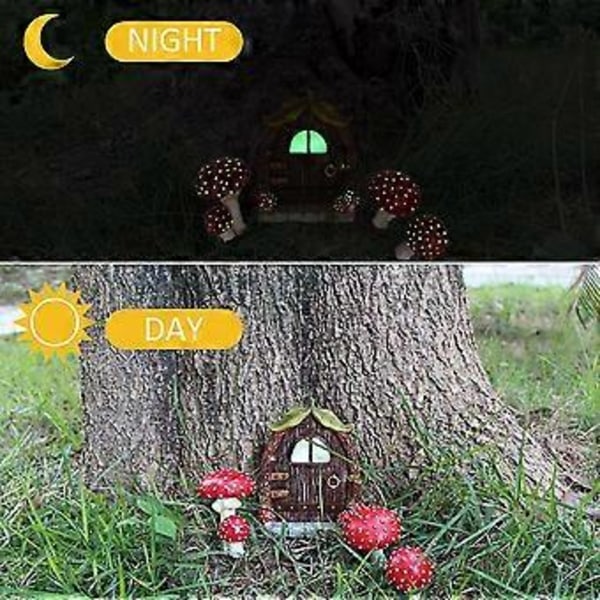 Miniature Døre Og Vindue Dørsæt Nissehus Dekoration Resin Eventyrhave Møbelsæt Selvlysende Mikrolandskab Resin Ornament St-4