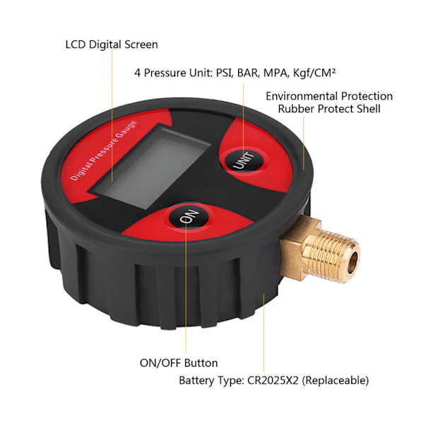 Dæktryksmåler, digital dæktryksmåler 0-200PSI, LCD dæktryksmålere 0-200PSI til bil, lastbil, motorcykel-