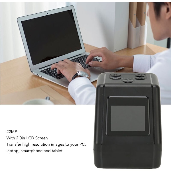 Rubberskin Mini -digitaalinen filmi- ja diaskanneri – Muuntaa filminegatiivit ja diat 135, 126, 110, 22 MP JPEG -kuviksi – 2,0 tuuman LCD-näyttö