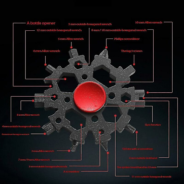 22-i-1 snöflinge multiverktyg med multifunktionskortnyckel herrpresent E