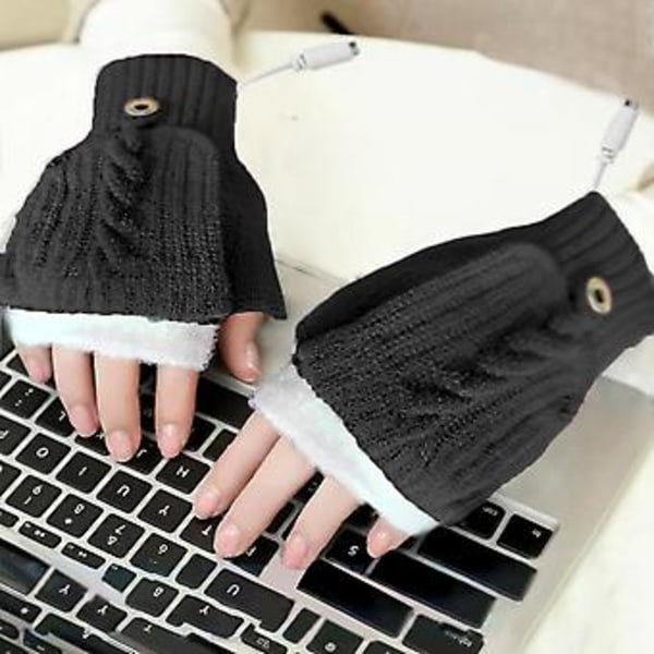 USB Elektrisk Opvarmede Handsker Dobbeltsidet Justerbar Temperatur