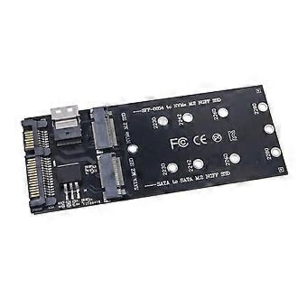 M2 SSD -sovitin M.2 SATA Ngff SSD - SATA + M2 NVME SSD - SFF-8654 -muunnin SATA - M2 -laajennuskortti