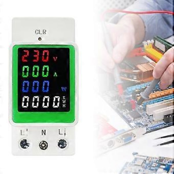 AC DIN-skena Förbrukningsmätare Wattmätare Digital Multimeter LED-Display