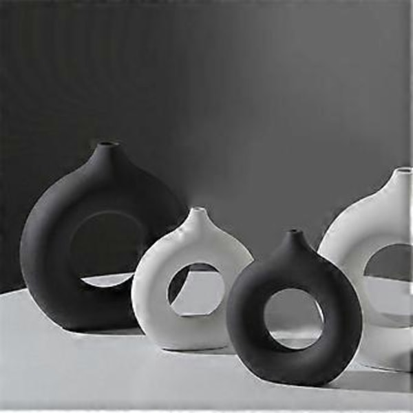 Nordisk Keramisk Vase Dekor Donuts Blomsterpotte Rumdekoration Sort, L