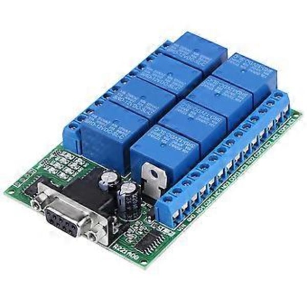 12V 8-Kanalers DB9 RS 232 Relämodul Fjärrkontroll Switch Smart Home