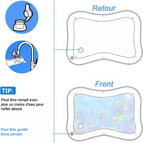 Baby Vattenlekmatta, Vattenkudde Kan Användas Under Alla Säsonger För Spädbarn, Småbarn, Tidig Utvecklingsaktiviteter, Uppblåsbar Vattenmatta På Ve