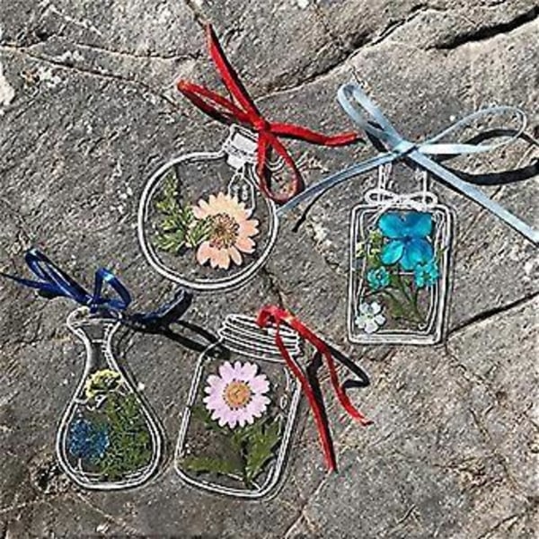 Kuivattujen kukkien kirjanmerkki pullo, läpinäkyvät kuivattujen kukkien kirjanmerkit, DIY kuivattujen kukkien kirjanmerkki, sopii naisille, lapsille, valmistujaisiin A