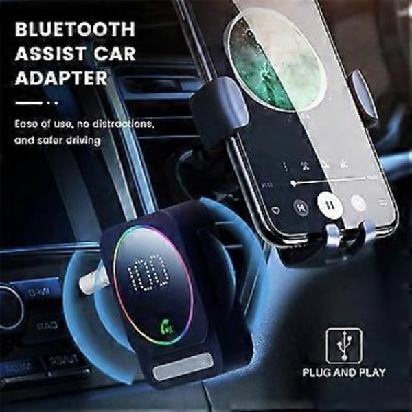 Bluetooth 5.3 AUX Biladapter Bluetooth Audio Mottaker Støyreduserende Bilmusikkadapter Innebygde Mikrofoner Håndfri Svart