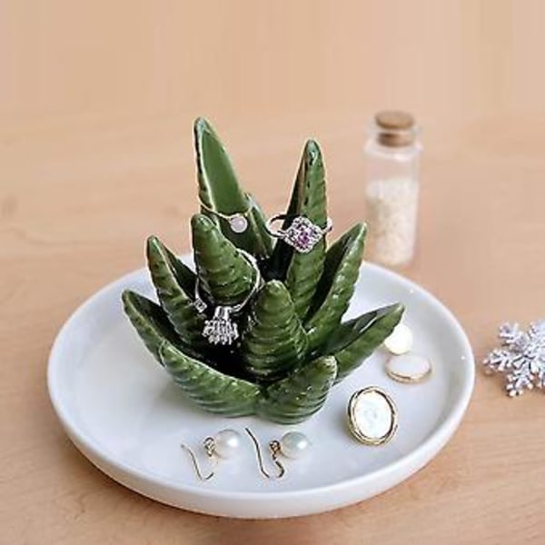 Keraaminen sormusteline, keraaminen sormusteline Aloe-sormuskoruteline Aloe-sormusteline huolellisesti suunniteltu