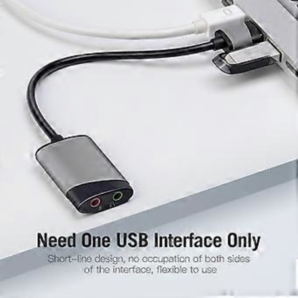 USB Gaming Lydkort Konverter med 3.5mm Hodetelefon Mikrofon for PC Stasjonær