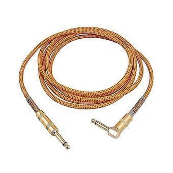 Gitar Instrumentkabel 3m Elektrisk Instrument Bass Forsterkerledning 1/4 Tomme Rett Til Vinkel Gull