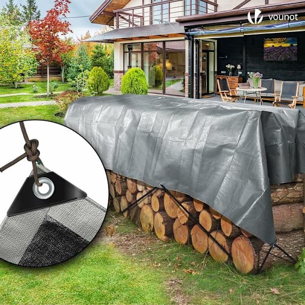 Suojapeite kestävästä ja vedenpitävästä polyeteenistä 160g/m² harmaa ja musta 3x4m