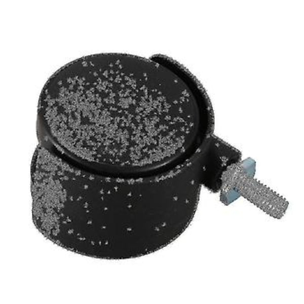 4x 6mm Gängad Stam 40mm Dubbelhjul Roterbar Hjul Svart