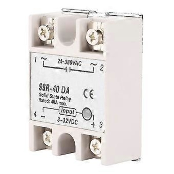 Solid State Relä 1 Fas DC till AC Kort 40A AC24380V SSR 40DA Plastskal Elektronisk Komponent