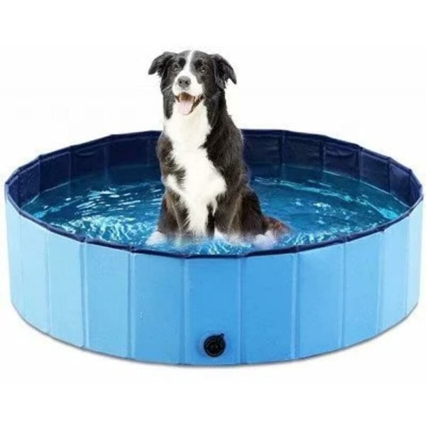 Miljövänlig hopfällbar PVC-pool för husdjur, hundbadkar, kattpool, 20 x 80 cm - blå