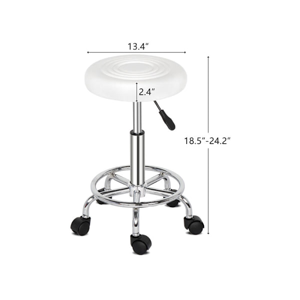 Professionell rullande kontorsstol 360° rotation hjulstol massagesalong kök kontor justerbar höjd för klinik pub sömnad målare Dre