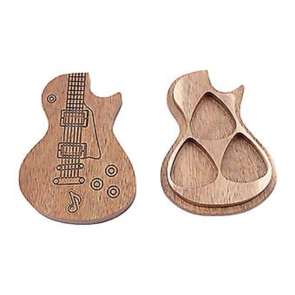 Återanvändbar Solid Trä Bärbar Gitarrplektrum Organiseringslåda Gitarrtillbehör